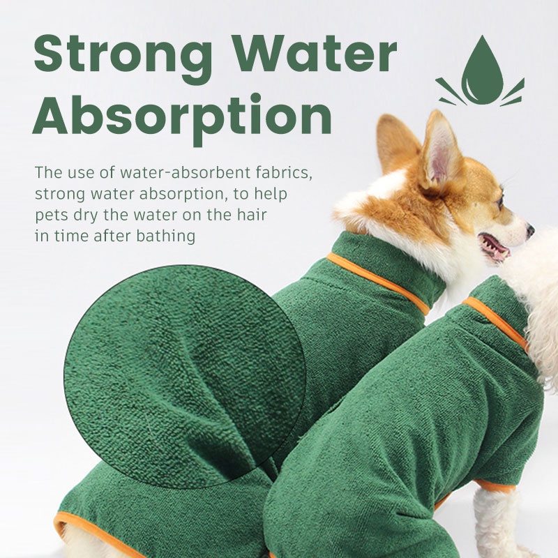 HamshMoc Áo choàng tắm siêu thấm hút nhanh khô cho chó, khăn microfiber mềm, dây điều chỉnh, chó nhỏ/vừa