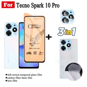 Kính cường lực gốm Tecno Spark 10 Pro cho Tecno Spark Go 2023 Spark go 2022 Spark 9 8 7 Pova 4 4 Pro 3 2 Pova Neo 2 Kính cường lực Bảo vệ ống kính máy ảnh 3in1