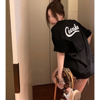 Áo thun HIIXIIVI cotton tay ngắn dáng rộng phong cách Hàn Quốc thời trang mùa hè cho nữ