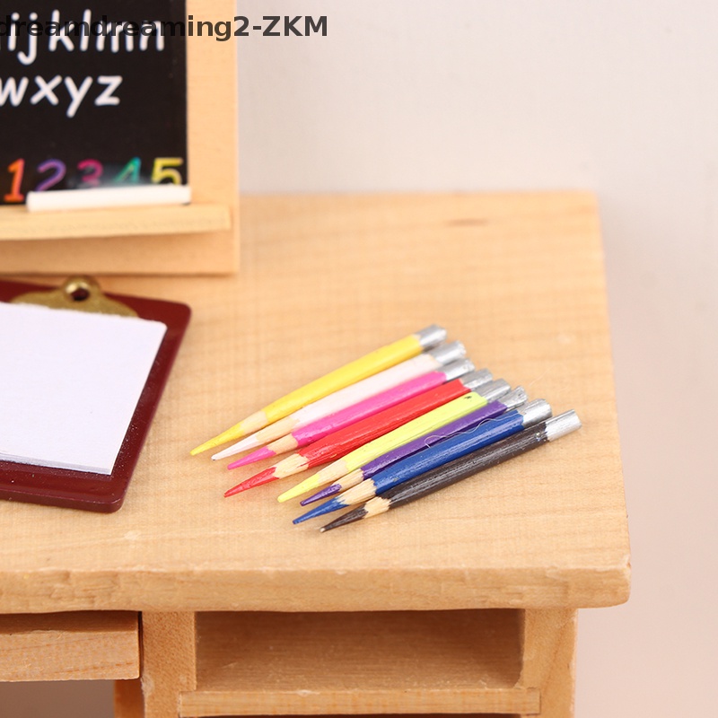 [dreamdreaming] 8 Cái 1: 12 Nhà Búp Bê Bút Thu Nhỏ Bút Chì Màu Đồ Dùng Học Tập Mô Hình Kid Giả Vờ Chơi Phụ Kiện Nhà Búp Bê [zkm]