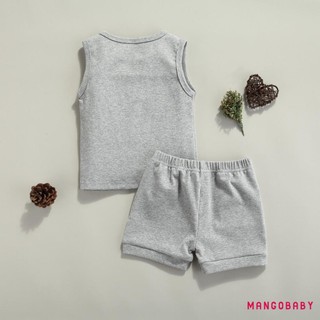 Mgg-trang phục mùa hè sơ sinh Áo cổ tròn màu trơn cho bé có túi + Quần short dây rút Bộ 2 món thông thường