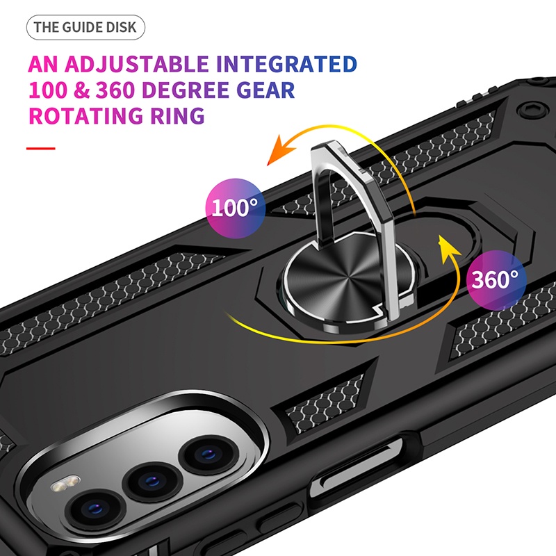 Dành cho Motorola Moto G52 G82 5G Vỏ bảo vệ quân sự hạng nặng có giá đỡ nhẫn