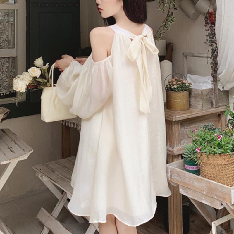 Đầm Chiffon Dáng Rộng Hở Vai Thiết Kế Mới Thời Trang Dành Cho Mùa Hè