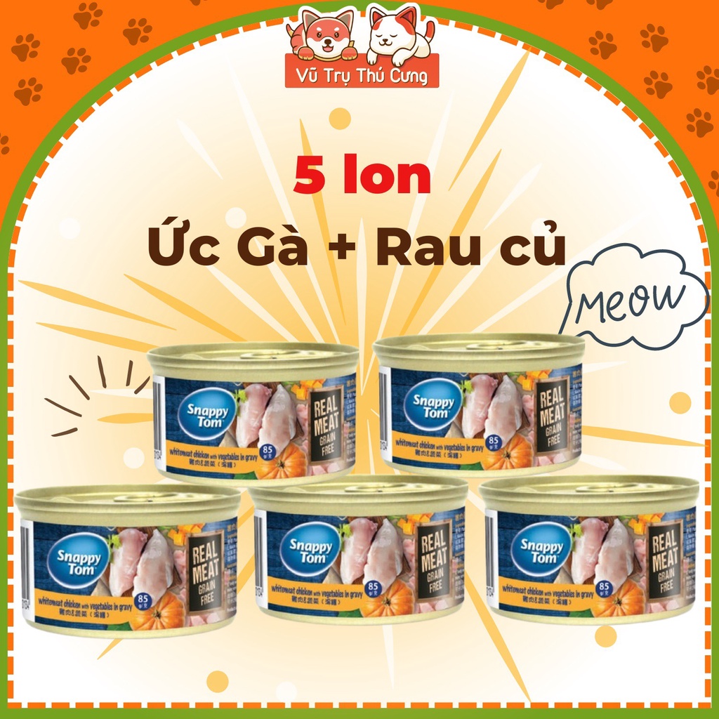 Combo 5 lon Pate Snappy Tom Premium cho Mèo 85g