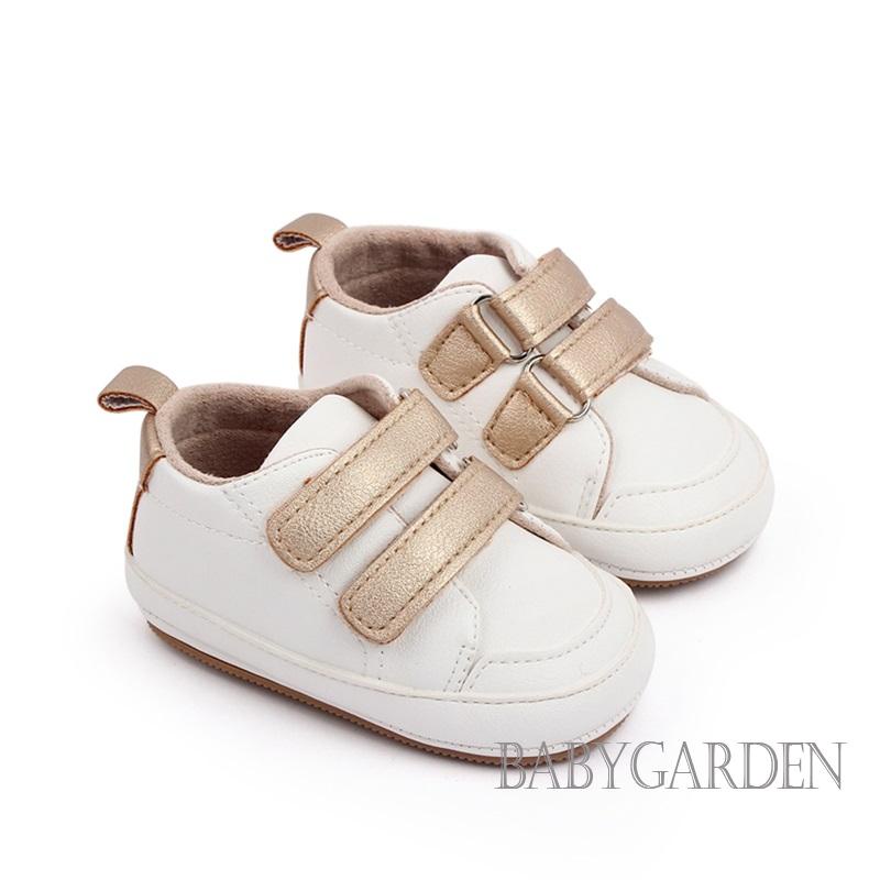 Babygarden-giày Da PU Chống Trượt Màu Trơn Phối Màu Tương Phản Cho Bé Tập Đi