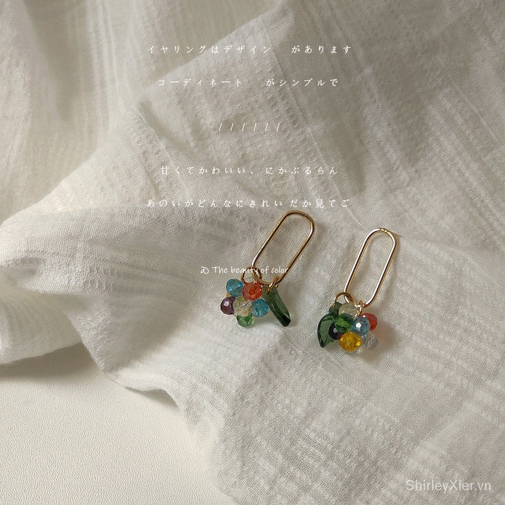 Bông Tai Mạ BạC 925 ĐíNh HạT NhiềU MàU SắC 14K
