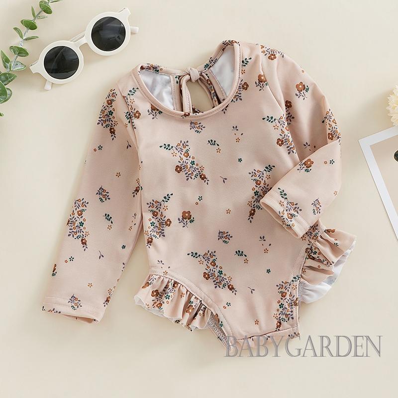 Bộ Đồ Bơi Liền Thân Tay Dài In Hoa Dành Cho Bé Gái / 6 Tháng - 4 Tuổi