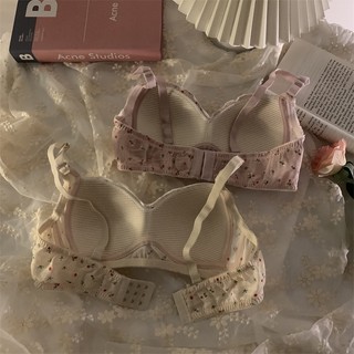 Áo Lót Nâng Ngực Không Gọng Không Đường May Họa Tiết Hoa Thời Trang Cho Nữ Size 32-38AB