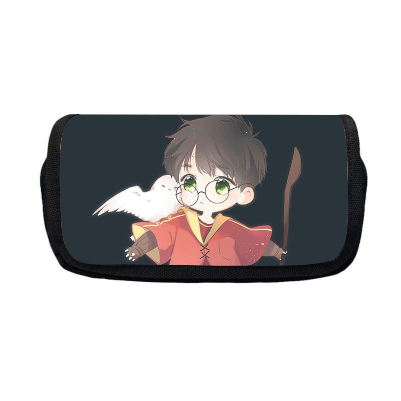 HK1 Harry James Potter Hộp Đựng Bút Sinh Viên Hộp Đựng Văn Phòng Phẩm Túi Dây Kéo Dung Tích Lớn Hoạt Hình Đáng Yêu Hai Lớp