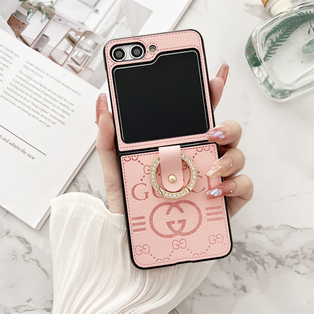 Ốp Điện Thoại Gấp Lưng Cho Samsung Galaxy Z Flip 3 4 5 6 7 7FE Da PU Cổ Điển Xu Hướng Phong Cách Vỏ Cứng Mờ Có Giá Đỡ Nhẫn Bảo Vệ Cho Z Flip7
