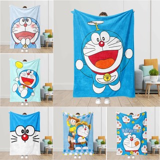 Chăn mềm mại flannel Doremon, ấm áp, dùng cho giường và điều hòa, ngủ văn phòng