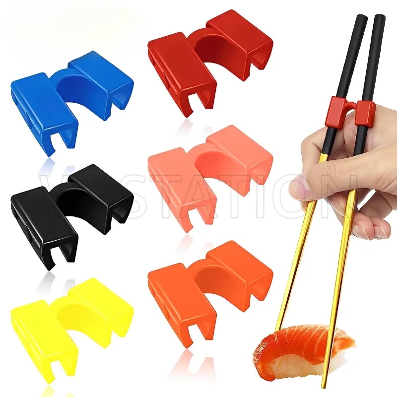 1 cái đũa trợ lý / kẹp tập đũa có thể tái sử dụng / giá đỡ bằng nhựa cho trẻ em người lớn mới bắt đầu / đồ dùng nhà bếp thực tế