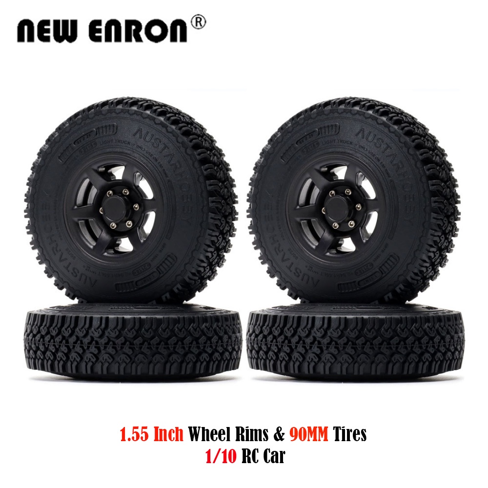 Bánh xe hạt nhựa 4Pc 1.55 Inch Vành cao su 90mm RC Lốp cho xe bánh xích ...