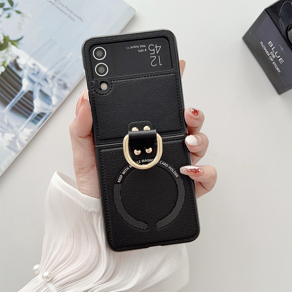 Thời Trang Vòng Da Móc Khóa Vỏ Điện Thoại Bảo Vệ Dành Cho Samsung Galaxy Z Flip 4 3 5G Chống Sốc Ốp Lưng Điện Thoại Cho Galaxy Z Flip 4 3 2 1 Phong Cách Tối Giản Với Điện Thoại Hút Từ Tính ca