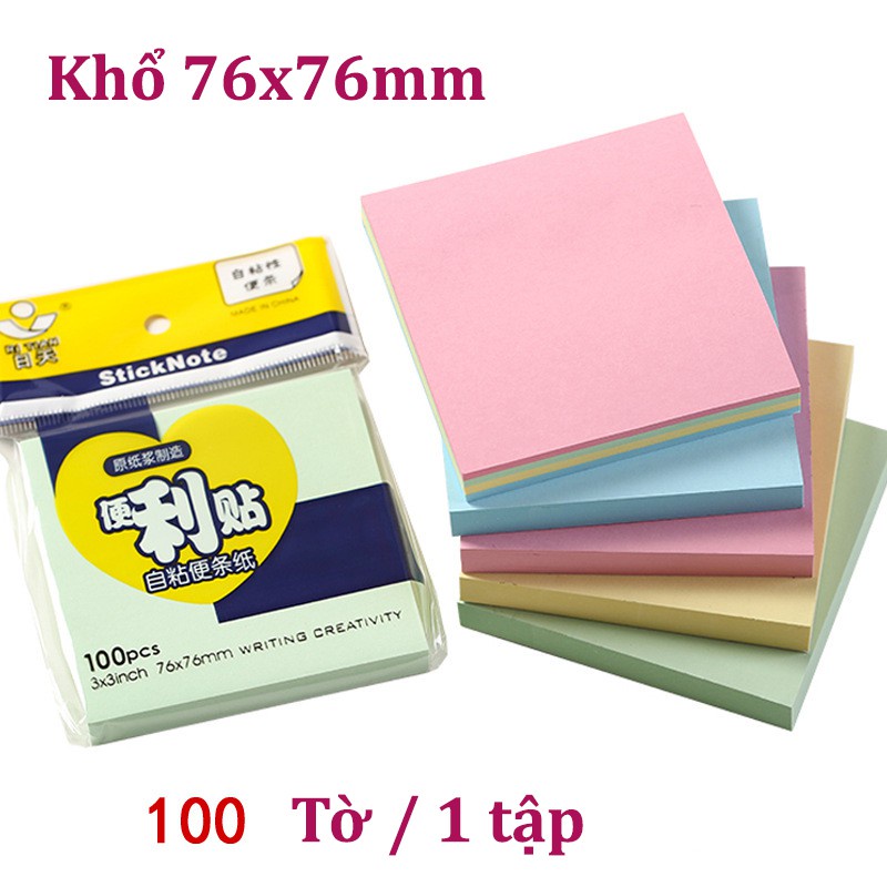 Tập 100 tờ giấy note ghi chú dày mịn Sticky Note 4 màu | Lion House ...