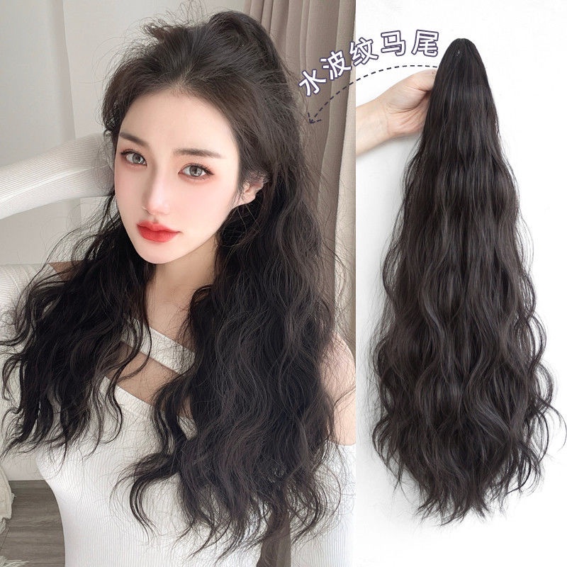 Tay cầm nhỏ gợn nước tóc đuôi ngựa với đuôi ngựa thẳng kẹp đuôi ngựa mở rộng tóc giả tóc thẳng