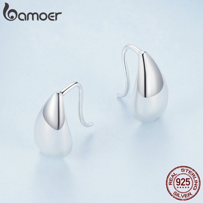 Bamoer Bạc 925 Giọt Nước Có Độ Bóng Cao Bông Tai Trang Sức Thời Trang Quà Tặng Cho Nữ