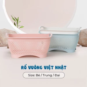 Rổ vuông có quai Việt Nhật size trung đựng rửa rau củ, hoa quả trái cây, Khay đựng đồ dùng học tập aladanh-net-vn
