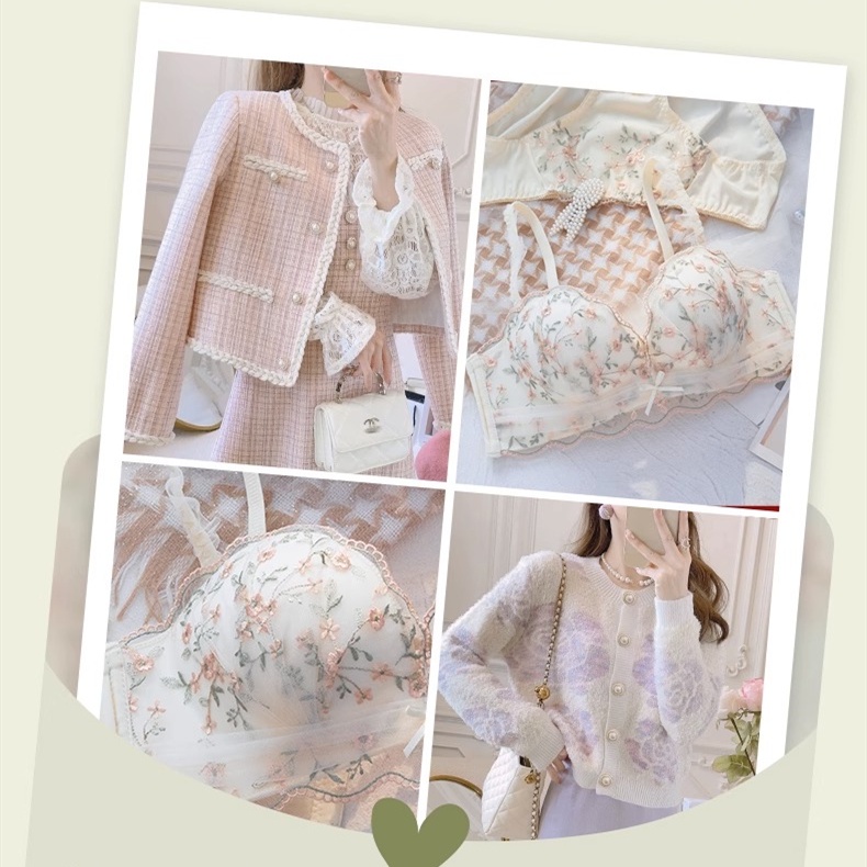 Áo Lót Nâng Ngực Không Gọng Phối Ren Thêu Họa Tiết Size 32-38AB Thời Trang Quyến Rũ Cho Nữ