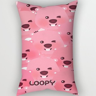 Vỏ gối polyester hoạt hình Zanmang Loopy màu hồng, hình chữ nhật, trang trí sofa, không kèm lõi gối