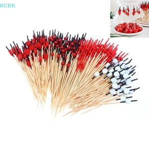 Kc 100x 12cm heart bamboo pick buffet bánh trái cây nĩa tiệc tráng miệng salad stick bk