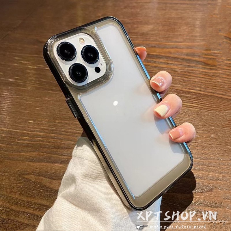 Ốp điện thoại không gian màu đen trong suốt đơn giản Tương thích cho iPhone 17 Pro Max 16 15 14 13 12 11 Vỏ Acrylic chống sốc toàn diện