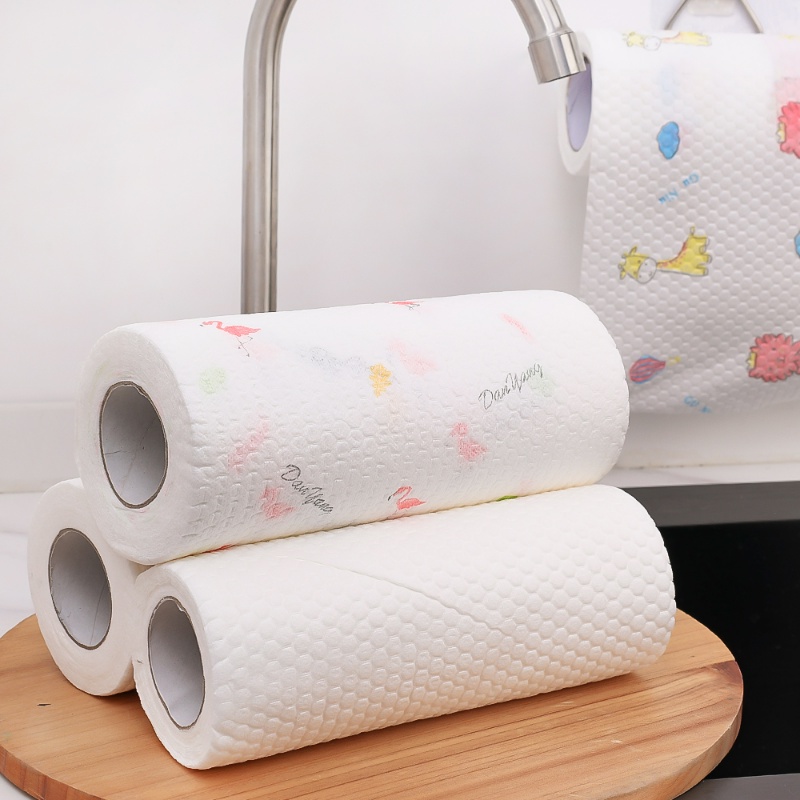 Cuộn Khăn Lau Chén Dĩa Dùng 1 Lần Bằng Vải Không Dệt Có Thể Tái Sử Dụng