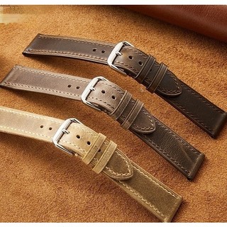 Dây Da Mờ Ý Chính Hãng 18 / 19 / 20 / 21 / 22mm Retro Màu Sáp Dầu Da Dây Đeo Đồng Hồ Vòng Tay Siêu Mỏng