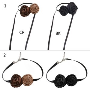 Mya Hoa Vòng Cổ Choker Cho Nữ Mùa Hè Đi Chơi Thanh Lịch Ren-up Flowe Choker Hoa Nâu Xương Đòn Dây Chuyền Trang Sức