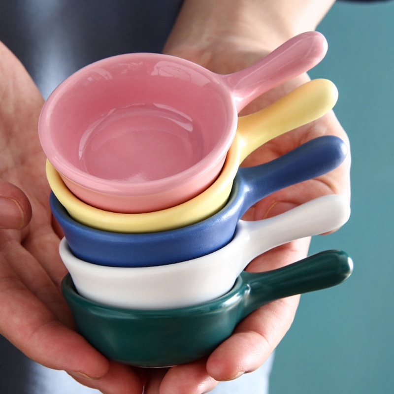 Đĩa Sứ Mini Đựng Nước Chấm / Cà Chua / Gia Vị Có Tay Cầm Kiểu Nhật Bản Sáng Tạo