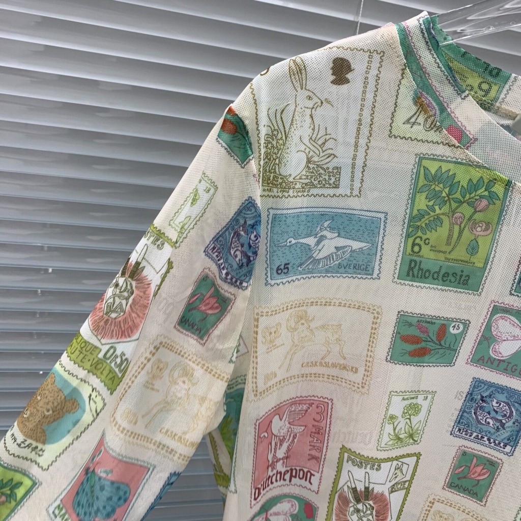 Milyfashion Stamp Print Phiên bản Hàn Quốc gạc T Kem chống nắng dài tay hàng đầu được xếp lớp hợp thời trang