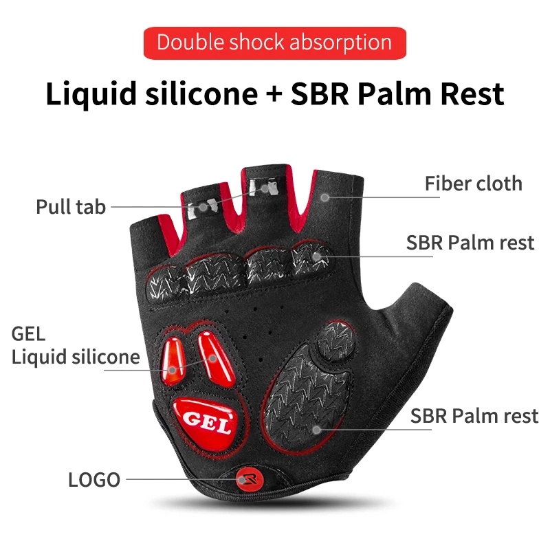Rockbros Găng Tay Thể Thao Hở Ngón Chống Sốc Thoáng Khí
