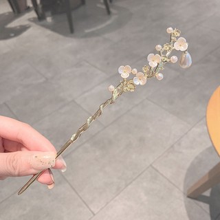 Trâm Cài Tóc Đính Hoa Trà Và Ngọc Trai Phong Cách Trung Hoa Cổ Điển Cao Cấp