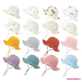 Mũ xô mùa hè MGG-Baby, Mũ ngư dân vành rộng chống nắng cho trẻ sơ sinh có dây đeo cằm