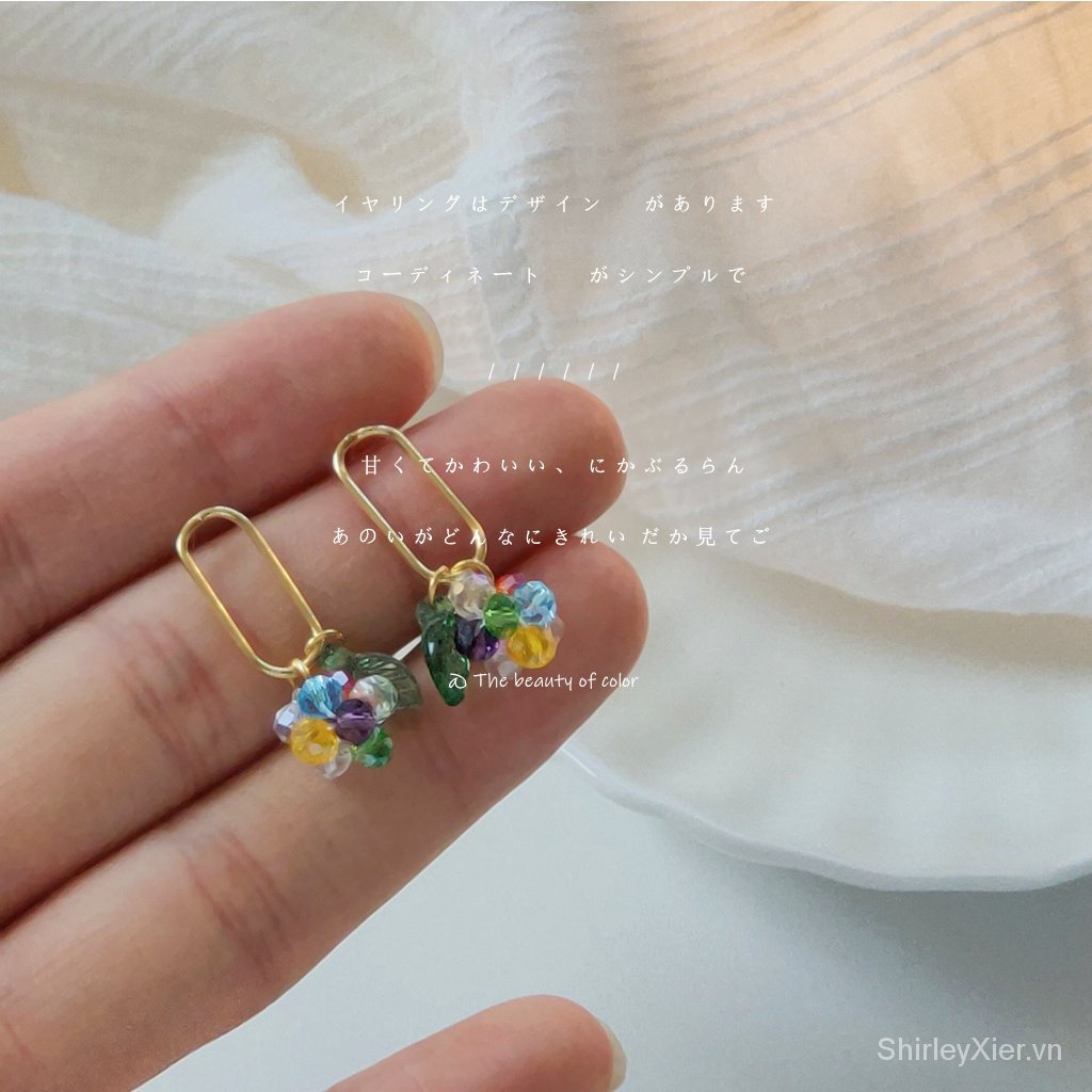 Bông Tai Mạ BạC 925 ĐíNh HạT NhiềU MàU SắC 14K