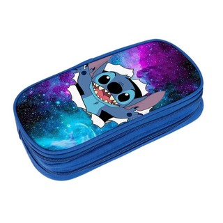 YT4 Stitch Pencil case Hoạt Hình Anime Hai Lớp Đa Chức Năng Sinh Viên Bút Chì Lưu Trữ Văn Phòng Phẩm Hộp Điện Dung Lớn
