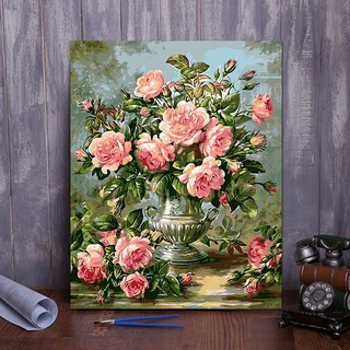 MOZI✨hoa hồng 40x50cm tranh tô màu theo số sơn dầu số hoá sơn acrylic trang trí phòng khách