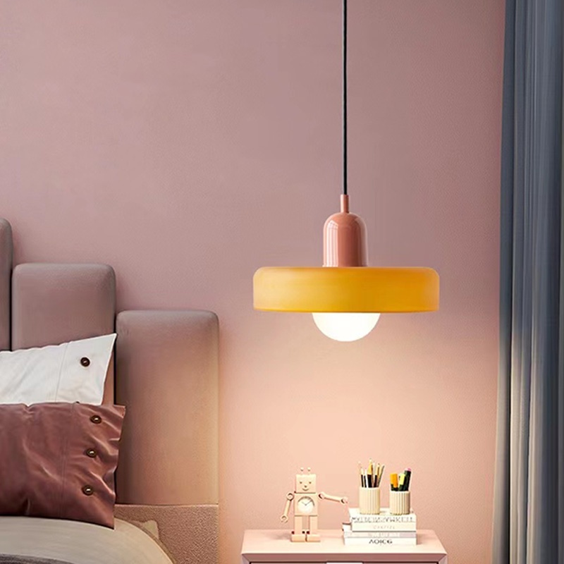Bắc Âu Thẩm Mỹ Phòng Ăn Mặt Dây Chuyền Đèn Trần, Đèn Chùm Kính Nhiều Màu Sắc Led Retro, Phòng Ngủ Phòng Khách Cafe Đèn Treo Trang Trí