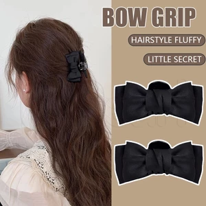 Kẹp Tóc Nơ Nhỏ Bằng Nhung Đen Phong Cách Vintage Hàn Quốc