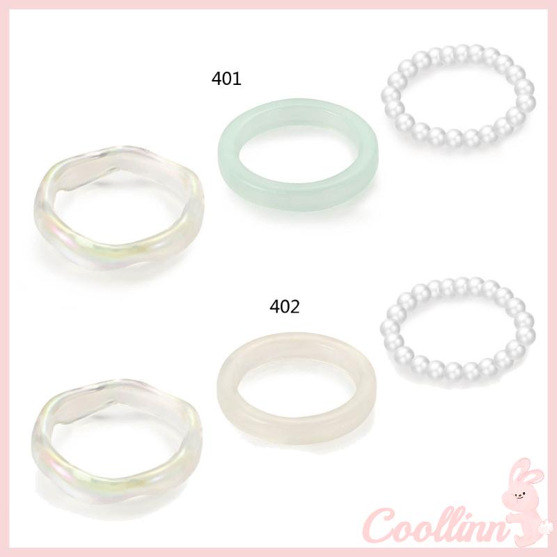 Set 3 Nhẫn Đính Ngọc Trai Giả Thời Trang Nữ