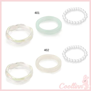 Set 3 Nhẫn Đính Ngọc Trai Giả Thời Trang Nữ