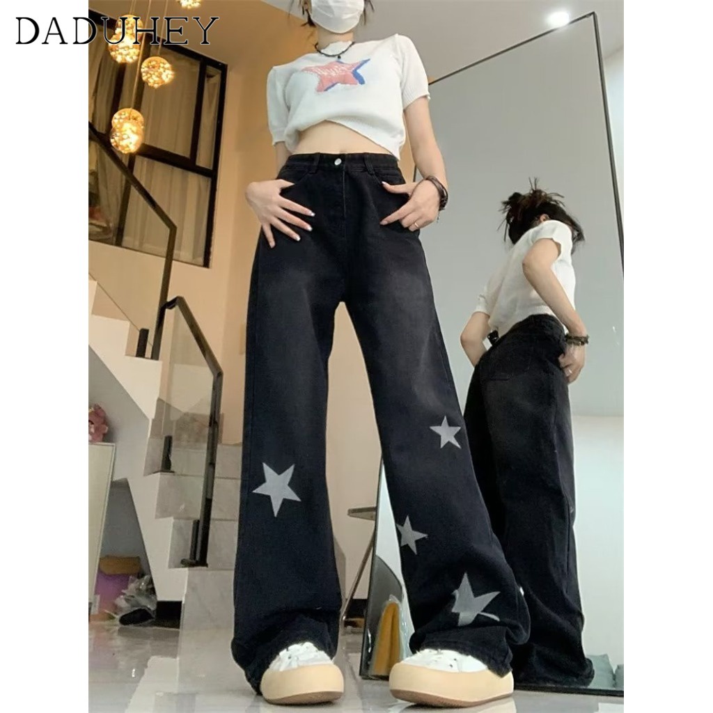 Ảnh DaDuHey New American Ins High Street Retro Jeans Niche Stars Loose Wide-leg Pants Large Size Trousers 2
