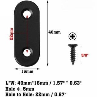 MODOMINO 12 CÁI Nẹp phẳng bằng thép không gỉ, Nẹp thẳng màu đen 40x16mm / 1.6 ” X 0.6 ”, Tấm sửa chữa sửa chữa bằng thép không gỉ chắc chắn có vít Ứng dụng gia đình và công nghiệp