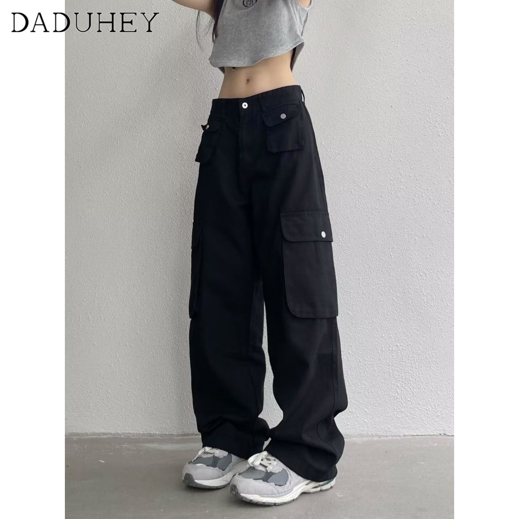 Ảnh DaDuHey New American Ins High Street Multi-pocket Overalls Niche High Waist Wide Leg Pants Large Size Trousers 2
