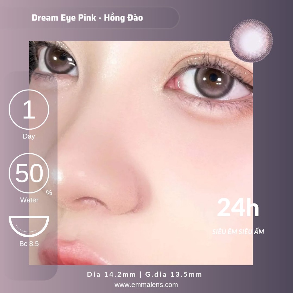 Kính áp tròng 1 Ngày Dream Eye | Lens 1 ngày tím mix viền đen nhũ | Emma Lens