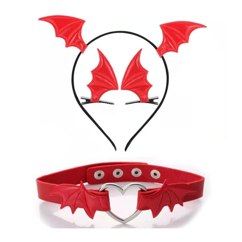 KIKIN Chocker và Bông Tai Kẹp Tóc Đen Phong Cách Gothic, Perfect Cho cosplay hoặc sinh nhật