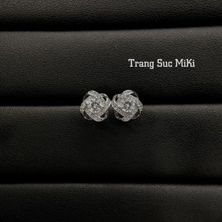 Bông tai nụ xoắn phối đ,á thiết kế đơn giản