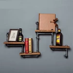 Kệ kim loại giả ống nước treo tường 4 tầng chất liệu ống sắt và gỗ lắp ráp trang trí nhà và quán cafe độc đáo — ảnh 3