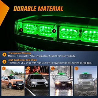 Đèn LED cảnh báo nguy hiểm 12 inch 48 bóng, gắn từ tính, 12-24V, nhấp nháy khẩn cấp