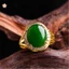 ♥ Nhẫn Hở Mạ Vàng 18k Đính Đá Ngọc Bích Tự Nhiên Cao Cấp Thời Trang Cho Nữ